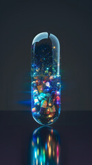 Wall Mural - 3D rendering of colorful pill capsules