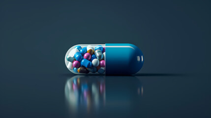 Wall Mural - 3D rendering of colorful pill capsules
