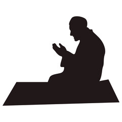 Silhouette of Muslim Pray. Isolated Vector Illustration with Simple Design.