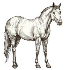 Black And White Drawing Horse Illustration Art, Generative AI