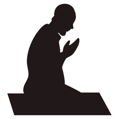 Wall Mural - Silhouette of Muslim Pray. Isolated Vector Illustration with Simple Design.