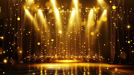 Canvas Print - Golden Stage Lights and Glitter