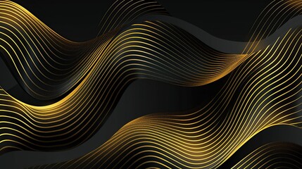 Wall Mural - Abstract Golden Waves on Black Background