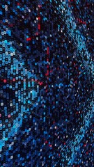 Wall Mural - motion graphic of blue data matrix simulation. media. digital technology with futuristic hud screen 