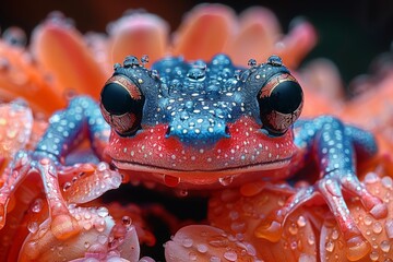 Captivating close-up of a vibrant poison dart frog.