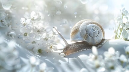 snail on the white background. 