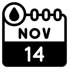 Wall Mural - Vector Icon Diabetes Day, Calendar, Date, Time and Date, November 14, Diabetes Day