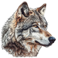 Black And White Drawing Wolf Illustration Art, Generative AI