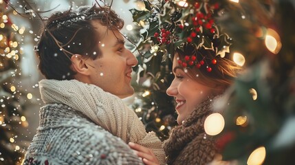 Sticker - The tradition of kissing under the mistletoe adds a touch of romance to the holiday season, symbolizing love and affection in the most magical time of the year.