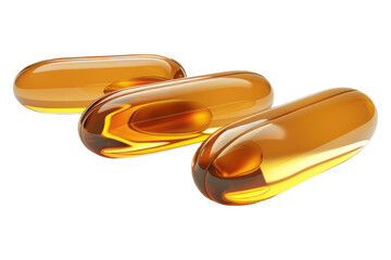 Omega 3 fish oil capsules isolated on transparent background