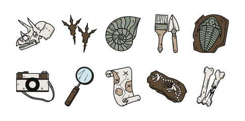 Hand Drawn Archeology Illustration Set