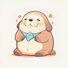 Sticker - cartoon cute and happy walrus