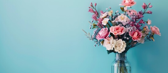 Fototapete - Arrange a bouquet of beautiful fresh flower in a vase, Creative to decorate with flowers arrangement. with copy space image. Place for adding text or design
