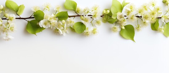 Leinwandbilder - A blooming linden branch provides a frame for your text in this copy space image.