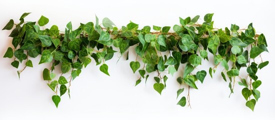 Fototapete - Ivy house plant hanging against white backdrop with copy space image.