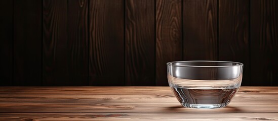 Leinwandbilder - Wooden table with a bowl of transparent water displayed, allowing for text in the copy space image.
