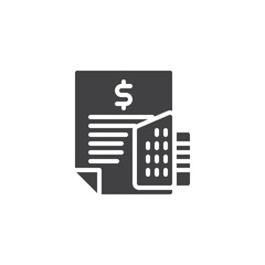 Canvas Print - Document with a dollar sign and a building vector icon