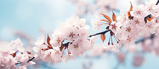Poster - Spring cherry blossoms ideal for text overlay on copy space image.