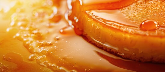 Aufkleber - A detailed image showing caramel topping a tasty flan cake, with ample copy space for text or graphics.