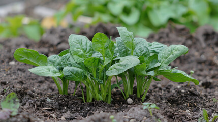 grow organic spinach leaf vegetables plant that grows well above soil ground