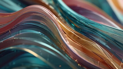 Wall Mural - This abstract 3D creation captures the essence of delicate glass forms, gracefully intertwined to evoke a sense of fluidity and fragility. Each curve and facet reflects a spectrum of soft hues.