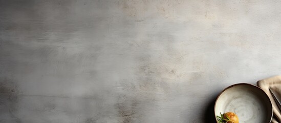 Fototapete - Cooked home dinner set on a gray concrete surface with ample copy space for a well-composed image.