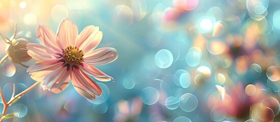 Poster - Soft focus flower on blurred bokeh background with copy space image.