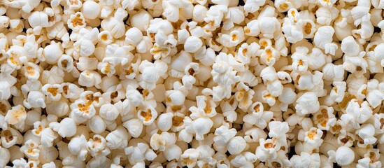 Aufkleber - A background with grey tones showcasing a stock photo of popcorn includes ample copy space image.