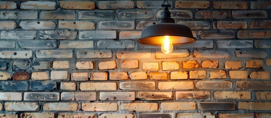 Aufkleber - Interior lamp fixture and brick wall background. with copy space image. Place for adding text or design