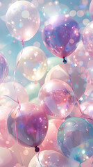 Canvas Print - Pastel balloons flying in the sky