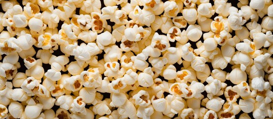Aufkleber - A background with grey tones showcasing a stock photo of popcorn includes ample copy space image.