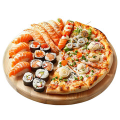 Wall Mural - Sushi Pizza Fusion Food Isolated