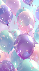 Poster - Pastel balloons flying in the sky