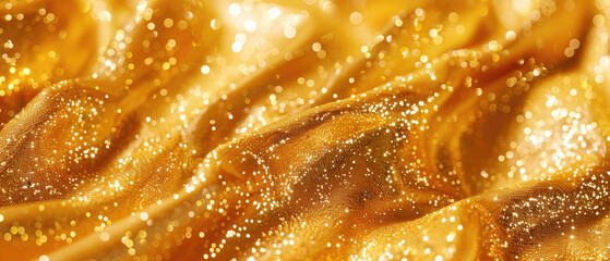 raw gold stone texture surface material close-up with beautiful sparkling shiny bokeh light wide background