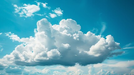 Poster - Watching fluffy white clouds drift lazily across a bright blue sky on a sunny day brings a sense of peace and relaxation.