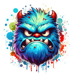 Angry monster with a transparent PNG background