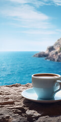 Wall Mural - coffee cup on the beach