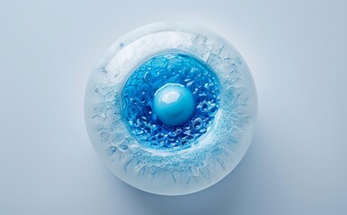 Wall Mural - An isolated cell in blue with a biology concept, rendered in 3D.