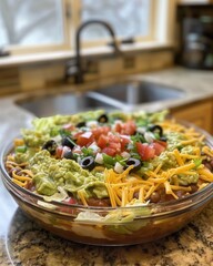 Poster - a bowl of food sitting on a counter