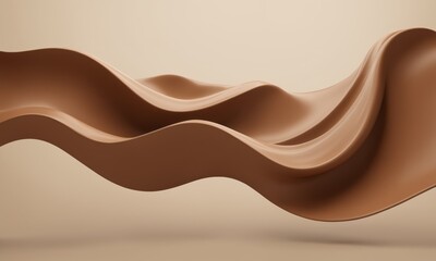 Wall Mural - Abstract brown wave flowing on beige background