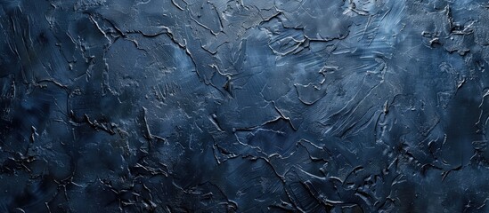 Poster - Creative textured navy blue stucco wall background for an artful banner featuring rough stylized design with copy space image.