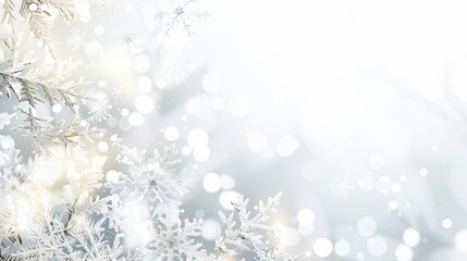 Wall Mural - Elegant Snowfall Cascade: Experience an abstract winter background in shades of pristine white, christmas