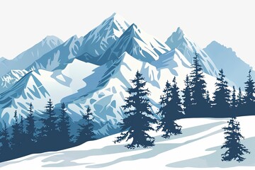 Sticker - Illustration of Mountain Landscape