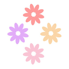 Wall Mural - Colorful daisy flowers in pink, purple, and yellow arranged in a symmetrical pattern
