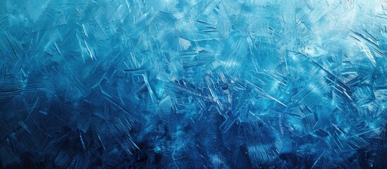 Detailed close-up copy space image of scratched blue ice surface for texture or background.