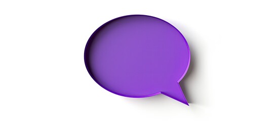 Wall Mural - a purple paper speech bubble with copy space image isolated on a white background, serving as a blan