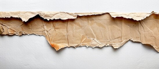 Poster - Textured cardboard with torn edges on a white background with copy space image.