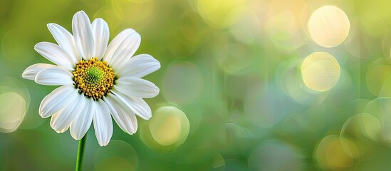 Aufkleber - A Brazilian button flower or Larkdaisy in full bloom against a soft focus green backdrop, perfect for a copy space image.