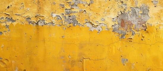 Aufkleber - Aged yellow wall with a textured surface provides a backdrop for copy space image.