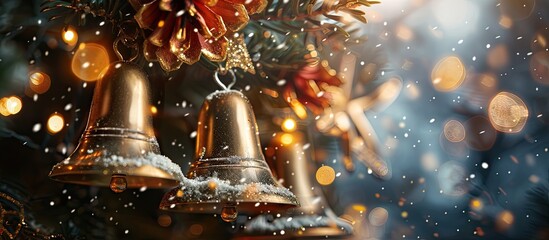 Poster - Christmas bells with copy space image in close-up view.